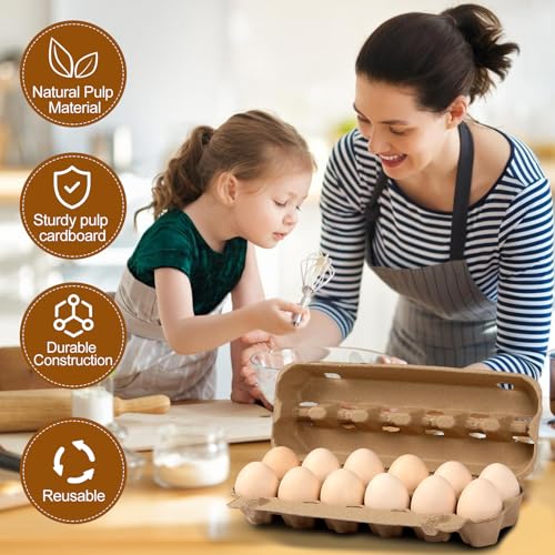 25-Pack Empty Egg Cartons 12 Count,Natural Paper Pulp Egg Cartons Bulk for Fresh Eggs Storage,Reusable Cardboard Eggs Holder for Farm, Kitchen, Organizing & Transport - size: 2x6 Style - 25Pack