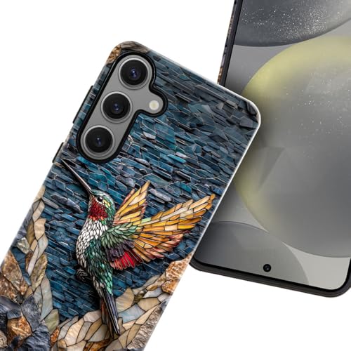 Compatible with Samsung Galaxy S24 FE Case,Glossy Case All-Round Protection Shockproof Anti-Scratches TPU Cover,Cases for Man Woman-Hummingbird Stained Glass - color: Hummingbird Stained Glass, size: Galaxy S24 FE
