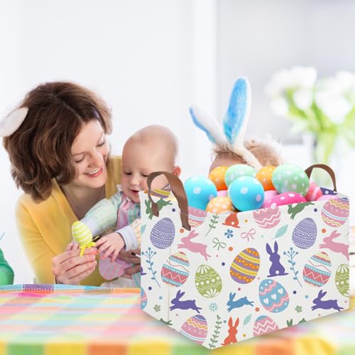 FXOLCSHE Rectangular 3pack Easter basket,Easter basket empty,Kids Toy Storage Basket for baby Bedroom,Toy Gift Organizerm,Kids Storage Bin,Easter gift box(Cute Easter egg) - color: Cute Easter egg