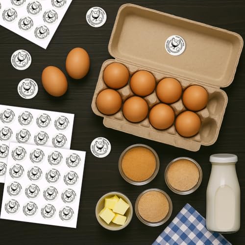 320 Pcs Farm Fresh Eggs Labels, 2 Inch Round Simplicity Retro Style Egg Carton Sticker Waterproof Adhesive Egg Packaging Sticker for Box Container Carton Farm Supplies - color: Minimalist Style
