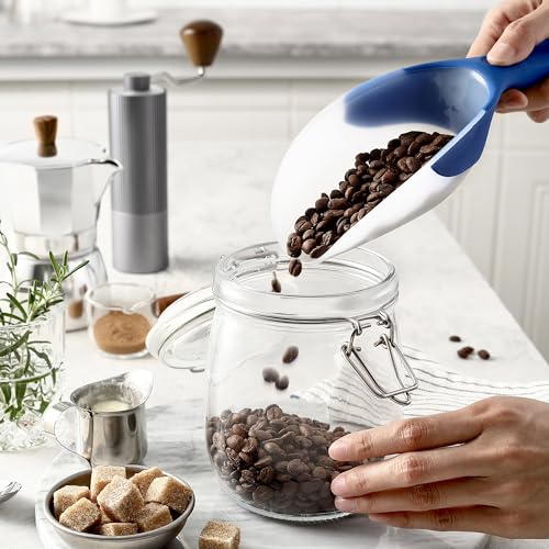 Spring Chef Magnetic Ice Scoop for Freezer, BPA-Free Food Scooper, Sapphire | Flexi-Plastic Popcorn Scoop with Soft Grip Handle - Dishwasher Safe Ice Scooper - Food Scooper for Flour, Grains, Pet Food - color: Sapphire
