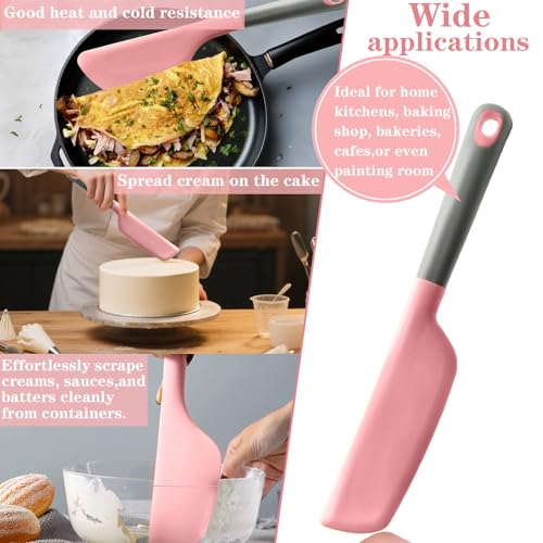 Silicone Omelette Spatula Turner, Flip Fold Omelet Turner, 13Inch | Flexible Egg Flip Tool for Non-stick Pans, Heat Resistant omelette flipper for Kitchen Omelet Pancake Crepes - color: Pink-Narrow