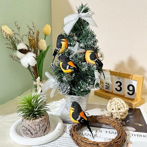 LWINGFLYER Artificial Birds Realistic Baltimore Oriole 2 Pack Clip on Foam Feathered Bird Ornaments Figurines for Christmas Tree Decoration Wreaths Crafts Party Home Decor - color: Baltimore Oriole