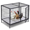 Metal Chicken Coop 4-6 Chickens with Floor, Portable Rabbit Hutch | Predator-Resistant, Easy Clean & Assembly, Mobile, For Backyard Yard, With Legs, Cage For Hen Duck And Other Small Animals