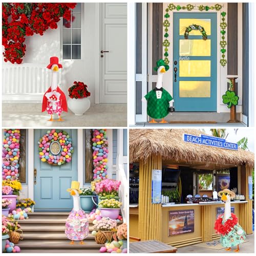 8 Set Boy Style Porch Goose Outfit 23inch, Seasonal Bundle | For Lawn Yard Decor, Seasonal Themes Include Fall Halloween Thanksgiving Christmas Valentines Easter Summer, Dress Hat Set - size: 23Inch, style: Boy Style