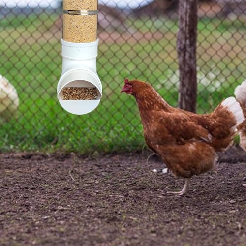PVC Chicken Feeder,Outdoor Automatic Chicken Feeder,Chicken feeders no Waste,wall Mount Weatherproof Chicken Gravity Feeder (Transparent) - color: transparent