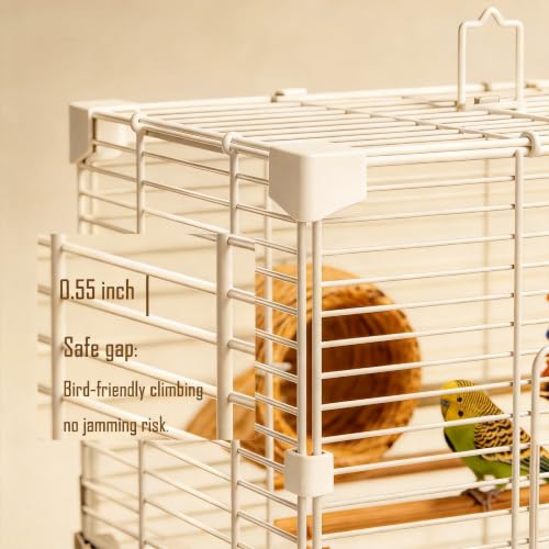 Basic Bird Cage, 24.8inch Parrot Cage (24.8" x 14.6" x 11"),Bird Cage with Ladder, Horizontal Bar, 2 Feeders, and Swing