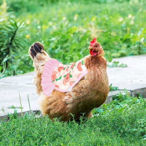 Whaline 8Pcs Chicken Saddles for Hens Summer Fruit Theme Chicken Apron with Elastic Straps for Poultry Protector Wing Back Feather Fixer Supplies
