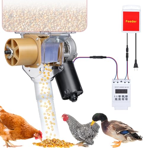 Timed Automatic Chicken Feeder 16 Groups of Timer & Quantitative | Chicken Feeder with Timer Poultry Feeders for Duck Bird, Adjustable Feed Port, Timed Design, Easy to Install,Widely Used