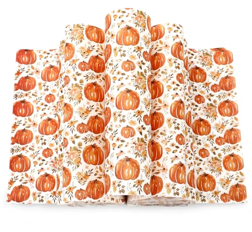 JarThenaAMCS 150 Pcs Fall Floral Pumpkin Wax Paper Orange Sandwich Wrap Paper Tissue Waterproof Oil-Proof Picnic Liners for Autumn Thanksgiving Party Kitchen Supplies, 9.8 x 8.3 In - color: Fall Pumpkin