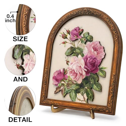 Vintage Pink Rose Wall Art Sign for Bedroom Decor, French Country Floral Wall Decor, 8x10 Inch - color: Rose-2