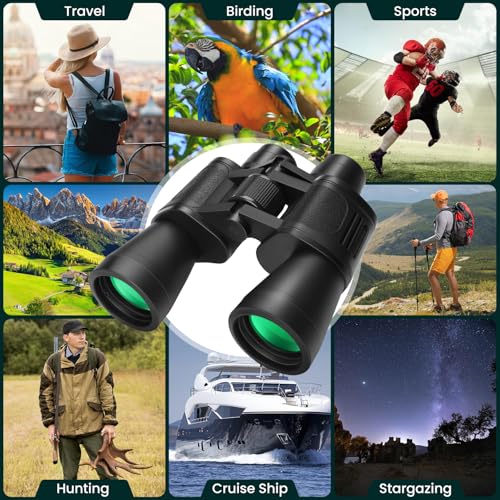 20x50 High Powered Binoculars for Adults, Waterproof Compact Binoculars with Low Light Vision Easy Focus for Bird Watching Hunting Travel Stargazing Cruise with Carrying Bag