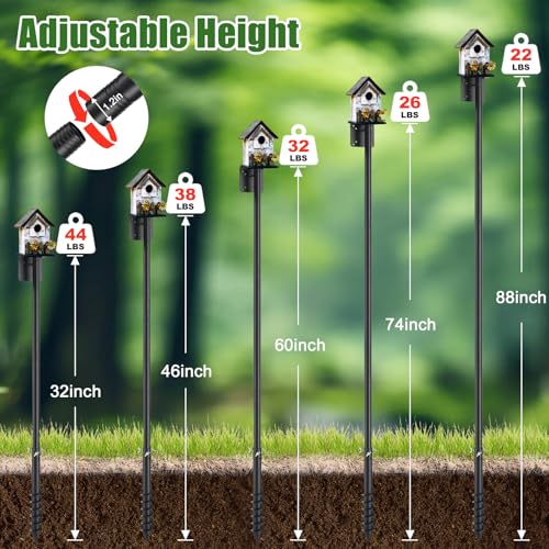 Bird House Poles for Outdoors, Heavy Duty 75 Inch Birdhouse Stand Stake 1 Inch Diameter Metal Bird Mounting Pole for Yard Garden - size: 75"