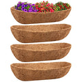 4PCS 36 Inch Natural Trough Coco Coir Liners Planters Replacement, Pre-Formed Window Basket Coconut Coir Fiber Liner for Garden Window Flower Box Pots, Fence Trough Planter, Wall Planter Basket - size: 36inch