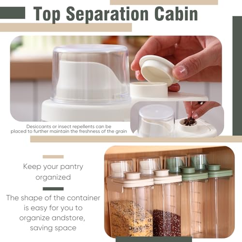 2 Pcs Bird Seed Storage Container 3 Qt/2.8 L with Tight Lids Airtight Cup Pet Food Storage Measuring Containers Lids with Pouring Spouts for Macaws African Grey Cockatoos (Beige) - color: Beige