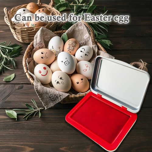 Ink Stamp Pad for Egg Date Marking, Black Red and Blue Colors Available, Metal Case (RED) - color: Red