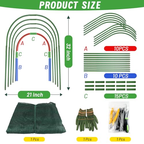 Chicken Runs for Yard,79" & 157" Extra Long Foldable Chicken Tunnels for Outside,All-in-One Kit with Sun Protection Net, Removable Door, Frame & Tools (Green, 157 * 21 * 32 inches) - size: 157*21*32 inches