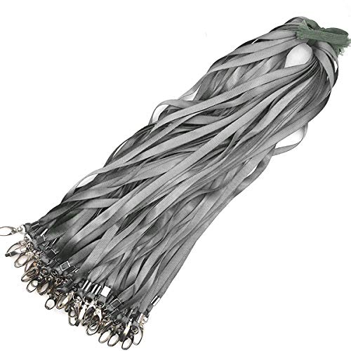 Lanyards 100Pcs Bulk Lanyard for Id Badges,Badge Lanyards Swivel Hooks Clips Great for Name Tags Badge - color: Gray