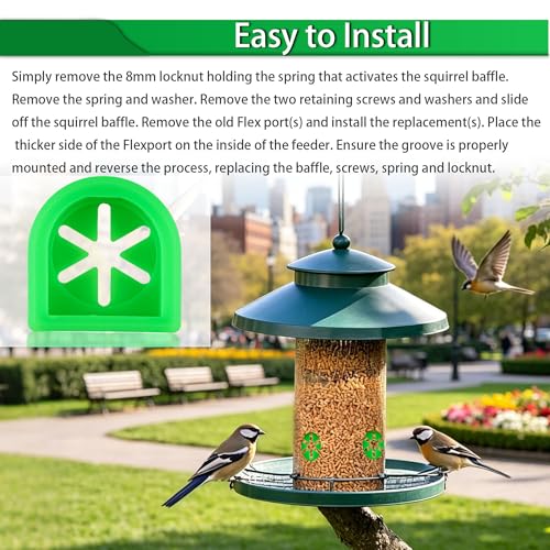 FlexPort Replacement Parts Compatible with Perky-Pet Bird Feeders, for 334-1SR Squirrels-Proof Bird Pet Feeder (Set of 6)