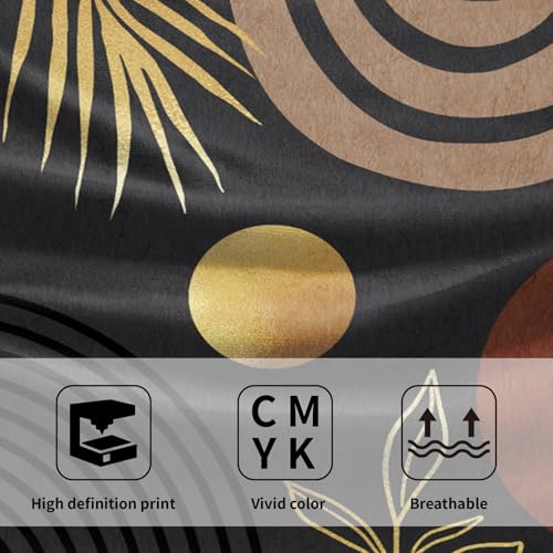 Black Boho Modern Kitchen Towels Set of 2 Abstract Mid Century Soft Absorbent Face Towels Retro Gold Leaves Tea Dish Towels Housewarming Gifts for New Home Bathroom Hotel 14"x28" - color: Black Boho
