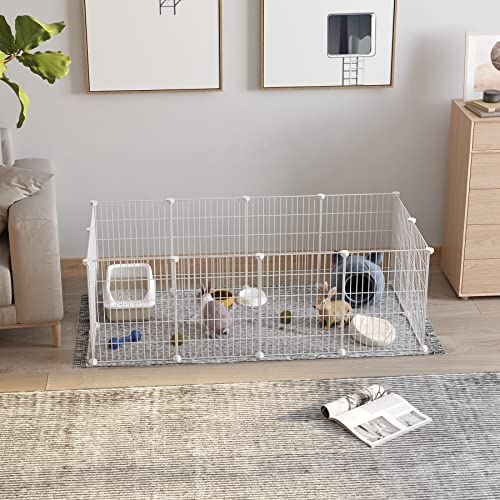 C&AHOME Pet Playpen, Small Animals Supplies, 12 Panels, 12" × 15", White | Exercise Playpens Cage, C Grids Portable Yard Fence Indoor, Guinea Pigs, Puppy Pet Products, DIY Metal - color: White, style: 12 Panels
