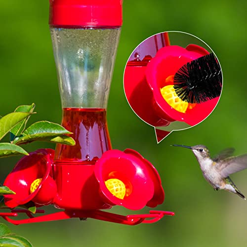 38 Pcs 3 Size Hummingbird Feeder Cleaning Brush Mini Nylon Tube Brush with 16 Flowers Bird Replacement Parts Double Headed Brushes for Bottle Feeding Hole Replacement(Black)