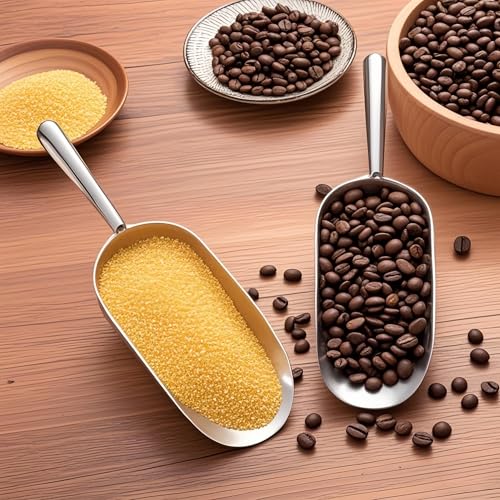 Heavy-Duty Cast Aluminum Kitchen Scoop - Rust-Proof, Ergonomic S-Handle Ice Cube Endurance Scoopfor Ice, Candy, Popcorn, Coffee Beans, Flour & Pet Food - Commercial-Grade Durable Design (L（24oz）) - size: L（24oz）