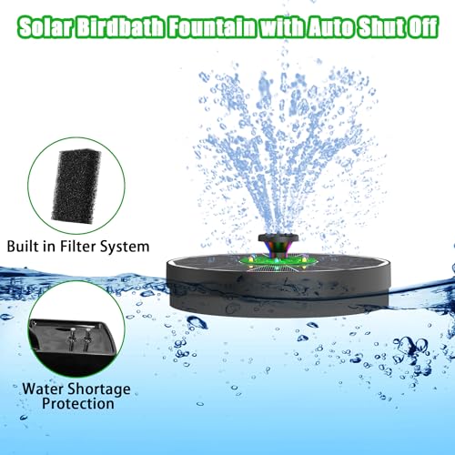 Yzert Glass Solar Fountain Floating 3.5W 2200mAh, Colorful LED, Bird Bath | Solar Water Fountain Pump Green Flower, 4 Fixers & 7 Nozzles for Garden, Outdoor, Pond, Pool