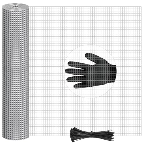 48in x 100ft Hardware Cloth 1/2 inch Chicken Wire Fencing Mesh | Hot-Dip Galvanized Welded 23 Standard Steel for Garden,Rabbit Cage, Rodent Poultry Enclosures & Predator Protection - size: 48in×100ft