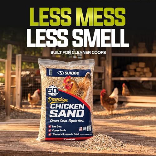 Sun Joe 5 Pack Chicken Coop Sand Natural Mineral Poultry Bedding, 50 lb Bag | Coarse Grade Poultry Bedding, Washed, Screened & Dried Habitat Supplies - size: 5 Pack