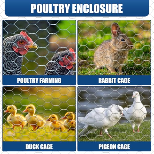 Chicken Wire,16"×70FT Chicken Wire Fencing Mesh for Garden Poultry Craft | Galvanized Chicken Wire, Sturdy Chicken Wire Roll Plant Protector,Rabbit Fence, Wire Fence Rolls for Craft Projects - size: 16*70ft