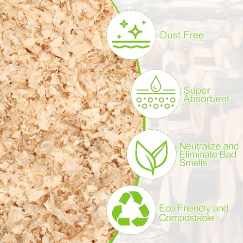 80 Ounces Premium 100% Natural Radiata Pine Shavings for Chicken Coop Bedding,5LB Wood Pine Shavings,Super Absorbent,Low Dust,Eliminating Bad Smells for Chicken Coops Nesting Boxes Brooder