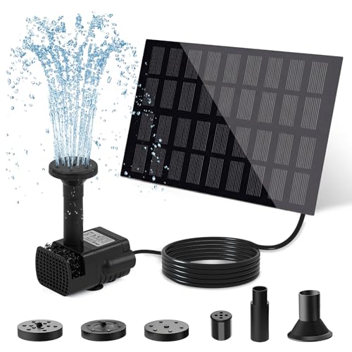 Yeomi Solar Fountain Pump for Bird Bath, 2W Upgraded Solar Water Pump with Separate Panel & 3M/9.84ft Cable, 4 Nozzles for Fountain Effects, Eco-Friendly for Bird Bath, Garden, Pond, Patio Decor - color: 2w Solar Fountain Pump Kit