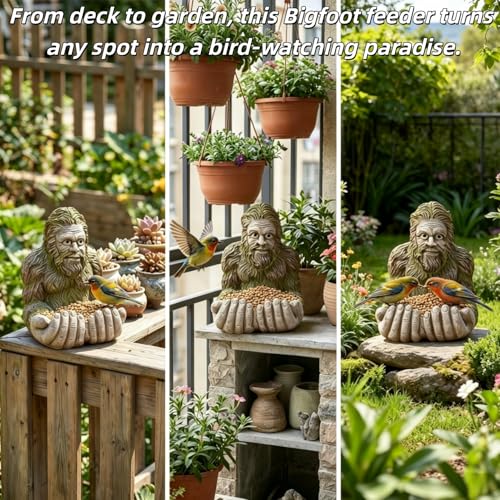 2026 New Extra Large Bigger Bigfoot Bird Feeder for Outdoors - Hand-Painted Garden Sculpture & Wild Bird Feeder, Large Capacity with Hidden Hook, Unique Gift for Bird Loverse