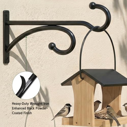 2Pack 6 Inch Plant Hangers Outdoor, Wall Hooks for Hanging Planters Baskets | Heavy-duty metal, indoor outdoor wall mount, for flower pots, wind chimes, lanterns, bird feeders, Black - size: 6Inch 2Pack-Black