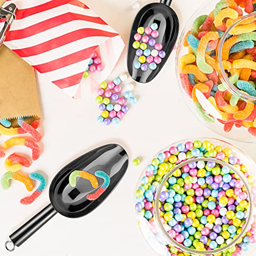 6 Ounce Ice Scoop Set of 2, E-far Platinum Black Stainless Steel Small Scoops for Ice Cube/Candy/Flour/Sugar, Metal Utility Scoops for Canisters, Baking, Kitchen Pantry, Rust Free - color: Black