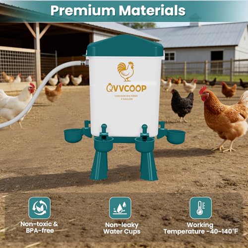 3 Gallon Automatic Chicken Waterer with Float Valve, Water Contatiner Cup Dispenser for Chicken, Float Controlled Poultry Drinking Supplies, Standing/Hang Use, 3 Gallon, Blue - color: Blue
