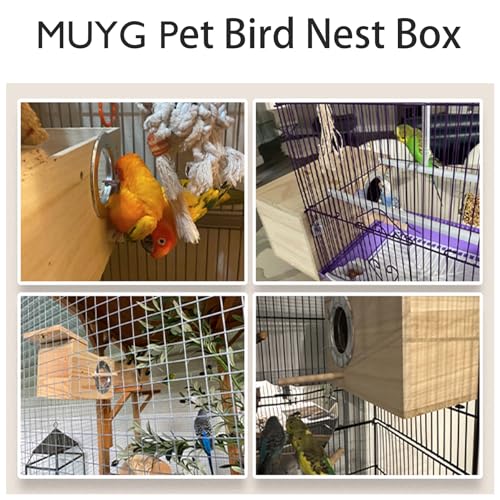 Large Parakeet Nesting Box for Cage,Transparent Bird Breeding Box Acrylic Parakeet Nest Natural Wood Bird Cage House for Parrot Cockatiel Budgies Canaries Lovebirds (L) - size: Large