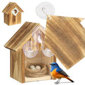 UUMENHA Window Birdhouse for Viewing Inside with 3 Strong Suction Cups, Clear See-Through Wooden Bird Houses for Outside, Weather-Resistant Outdoor Nesting Box, Suitable for Bluebird Finch Chickadee