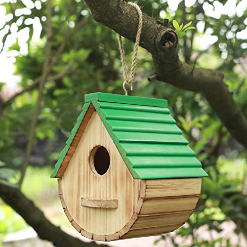 STARSWR Bird House,Outdoor Birdhouse, Wooden Bird Houses for Outside Clearance Bluebird Finch Cardinals Hanging Birdhouse Garden Viewing
