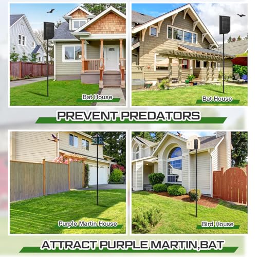 Yaocom 2 Pack 15FT Telescoping Bat House Poles Aluminum Adjustable Purple Martin House Pole with Ground Socket Heavy Duty 5-Section Pole Kit Bird Feeder Accessories for Outdoor Wildlife Nest