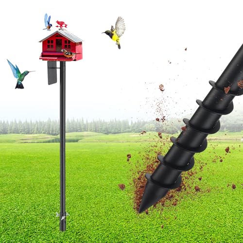 Bird House Pole, 60" Adjustable Bird Feeder Pole with Stand Stake, Heavy Duty 1.2 Inch Diameter Metal Bird Mounting Pole for Yard Garden Outdoors Park, Bluebird, Hummingbird, Black - size: 60 Inches