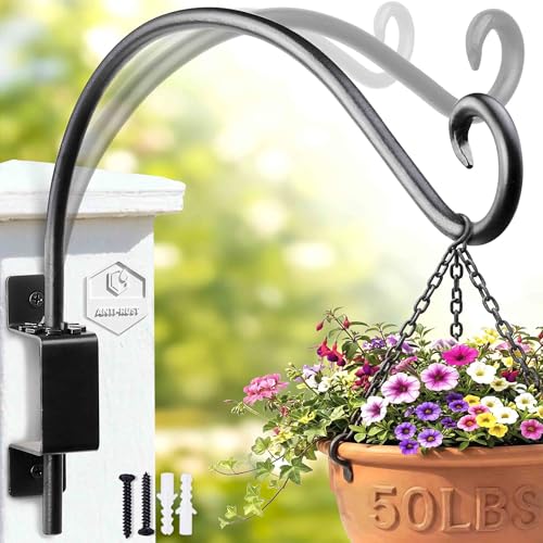 Lifyzoon Swivel Bird Feeder Hanger: 180° Heavy Duty Outdoor Hook Basket | 50 lb Capacity, 180° Smooth Swivel for Bird Viewing, Rust-proof Coating, Outdoor Garden Display, Hardware Included - size: 12 Inch