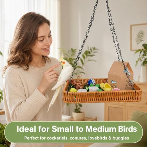 Natural Bird Toy Foraging Parrot Shredding Toys Box Conure Chewing Toys for Cockatiel Lovebird Parakeet Budgie Small-Medium Birds