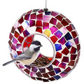 Sunnydaze Mosaic Glass Bird Feeder, Fly-Through, Crimson Mosaic | 6" Small Unique Hanging Bird Feeder for Outdoors, Drainage Hole, Weather-Resistant, Birdfeeder for Cardinals, Jays, & Finches - color: Crimson Mosaic