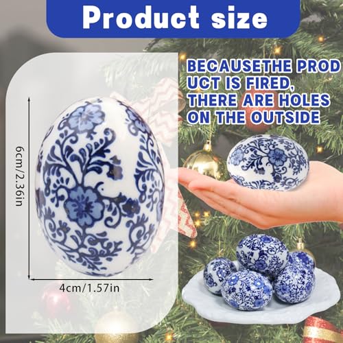 Handpainted Ceramic Eggs for Easter,The Choice, Easter, Halloween and Housewarming Decorative - Set of 6 Decorative Eggs（D） - size: D
