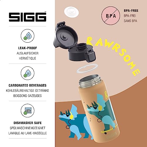 SIGG - Insulated Kids Bottle - Shield One Therm - For Carbonated Beverages - Dishwasher Safe - Stainless Steel - 17 Oz - color: Rawsome