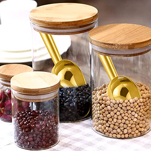 Herogo 3oz Mini ice Scoop Set of 2, Small Stainless Steel Scooper for Candy/Flour/Bean/Pet Food/ Ice Cube, Metal Utility Scoops for Kitchen Bar Party Wedding, Dishwasher Safe & Heavy Duty, Gold - color: Gold