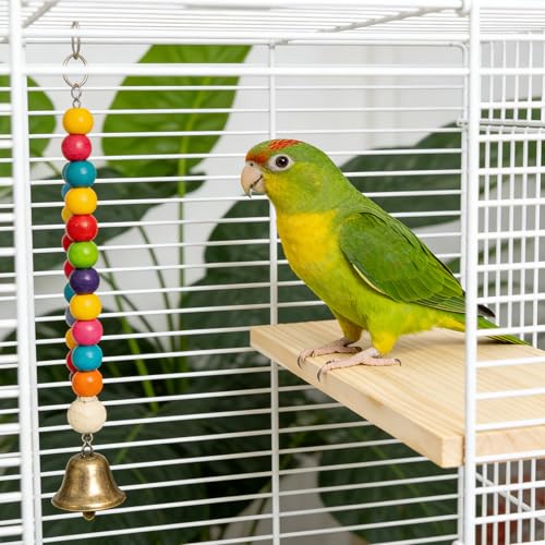 3 Pack Bird Perch Stand, Natural Wood Platform and Playground Cage for Parrot, Conure, Parakeet, Budgie, Cockatiel, and Chinchilla Small Pets