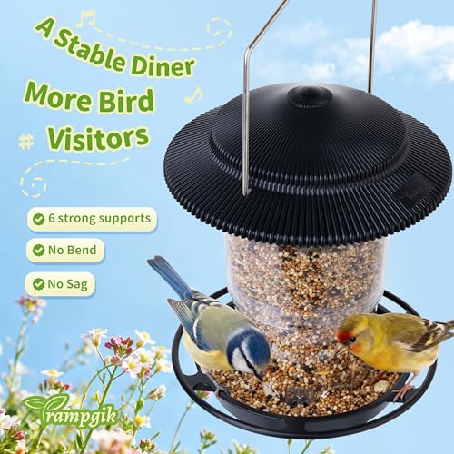 Outdoor Bird Feeder, Retractable Bird Feeder Hanging, Metal Hanger, Rainproof & Leak-Proof, Black, Pack of 1 - color: Black, Retractable Hanging, Pack of 1
